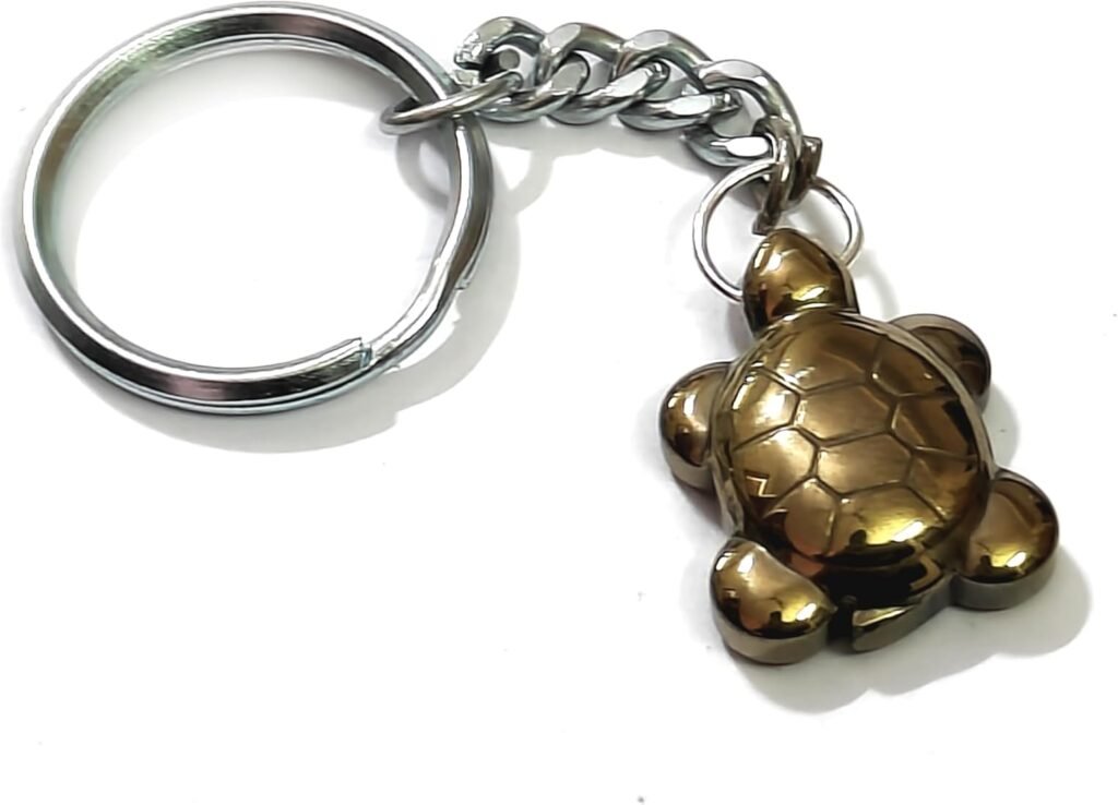 Turtle pyrite keychain