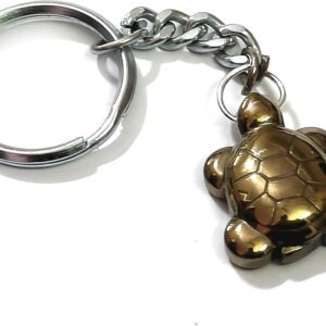 Turtle pyrite keychain