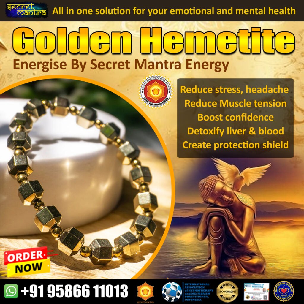 secret mantra hypnotism and magnetism energized crystal for healing and therapy golden hematite bracelet