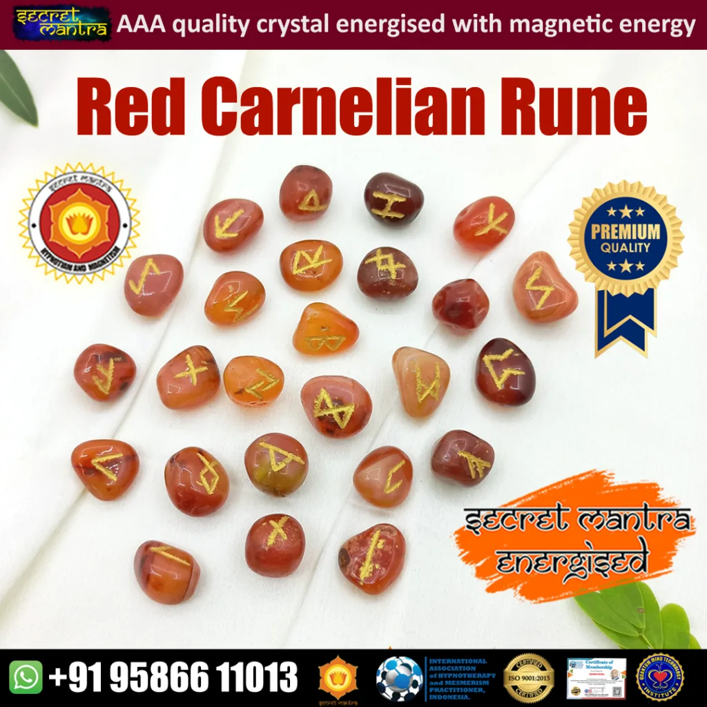 rune symbol set red carnelian crystal