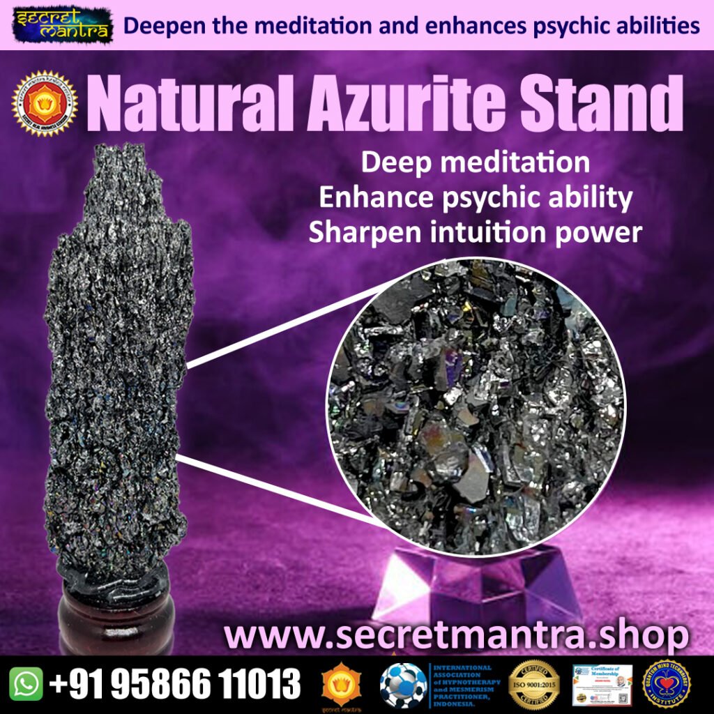 secret mantra hypnotism and magnetism energized crystal for healing and therapy Natural azurite with stand