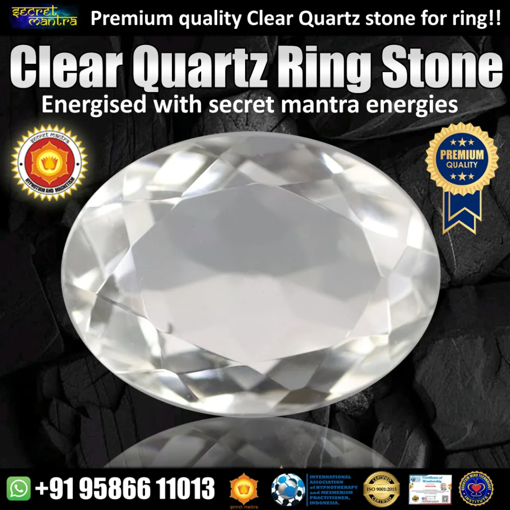 Clear quartz stone for ring in diamond cut shape