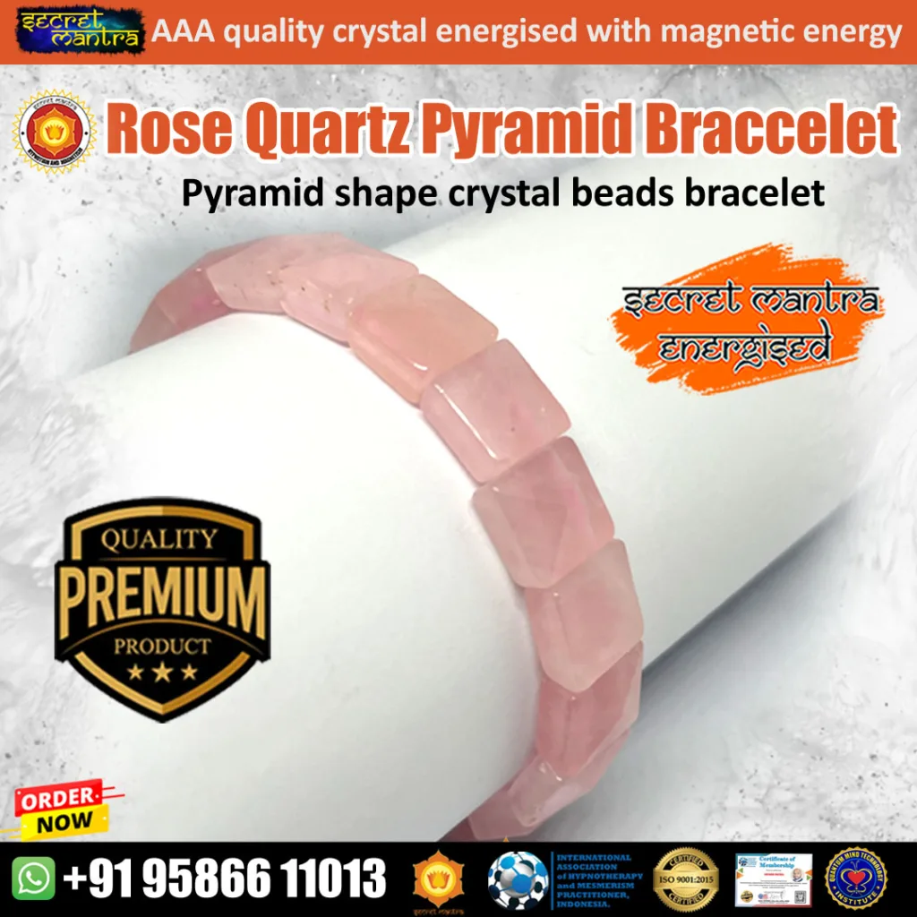 rose quartz in pyramid shape bracelet