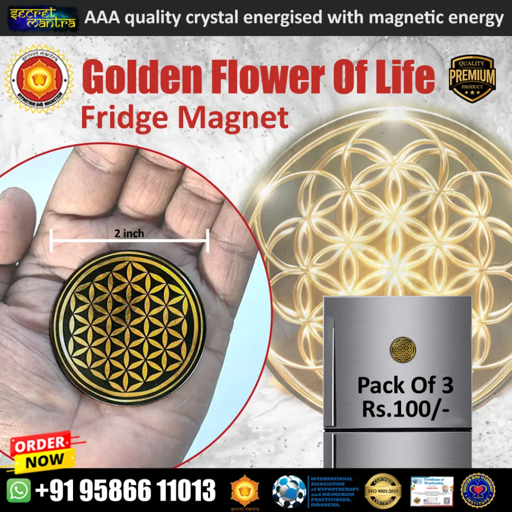golden flower of life fridge magnet
