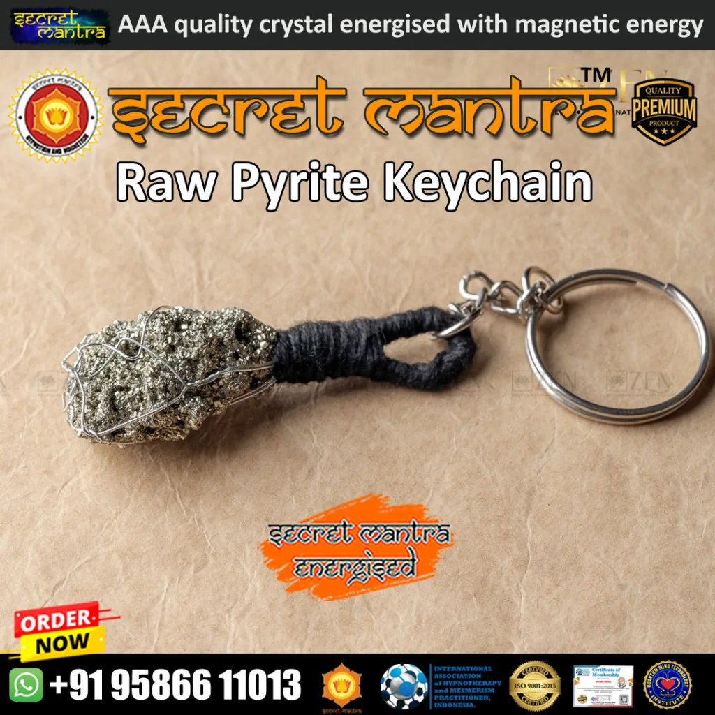 raw pyrite keychain