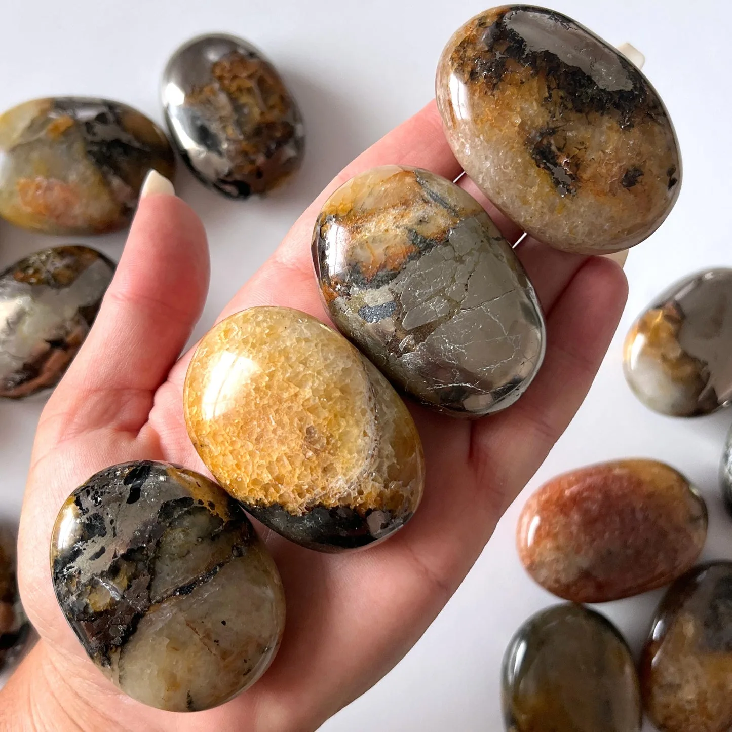 Golden Healer with Pyrite Fusion Palm Stone – Solar Plexus Activator & Abundance Booster - Image 3