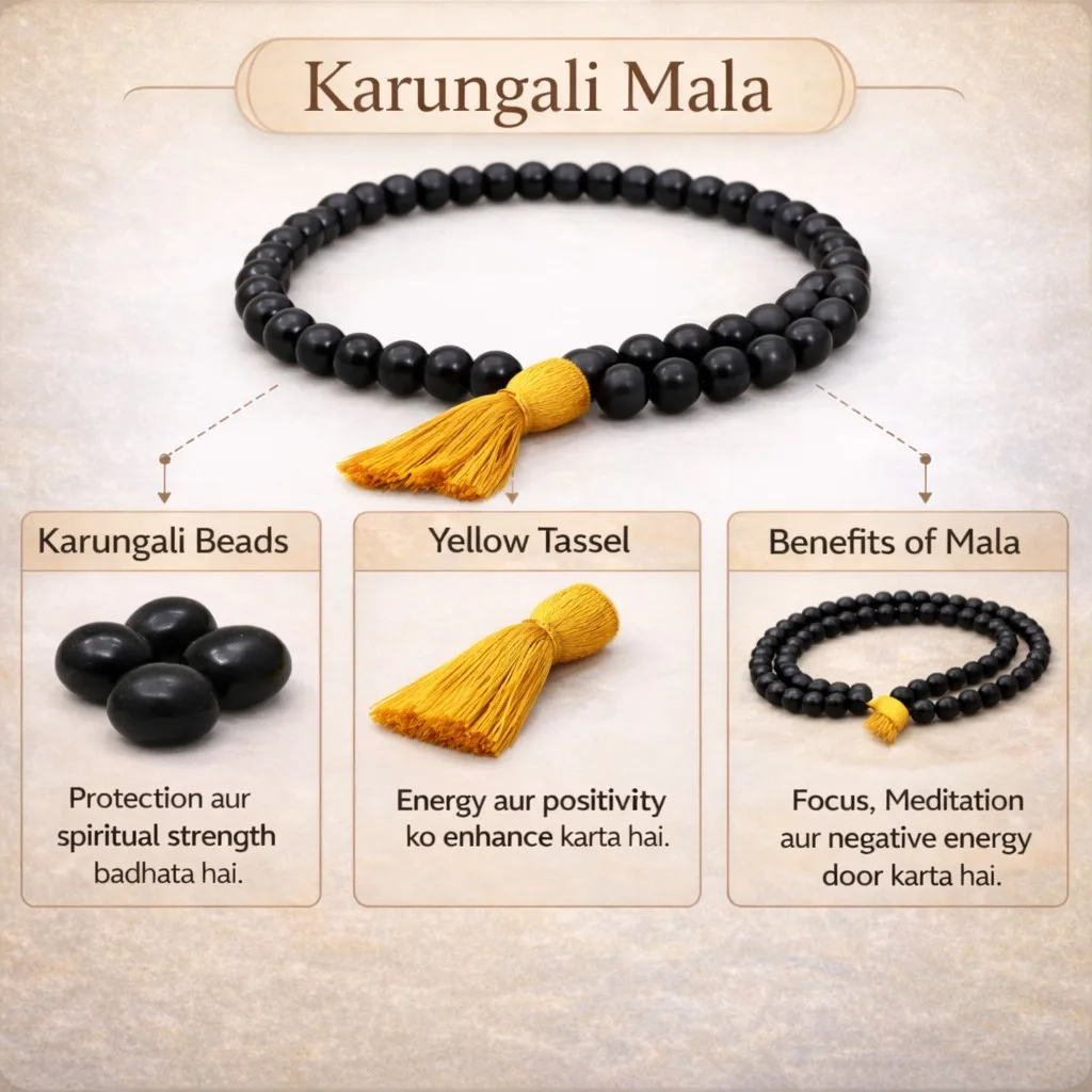 Karungali Mala – 108 Beads on Yellow Thread | For Focus, Meditation, Protection & Spirituality - Image 2