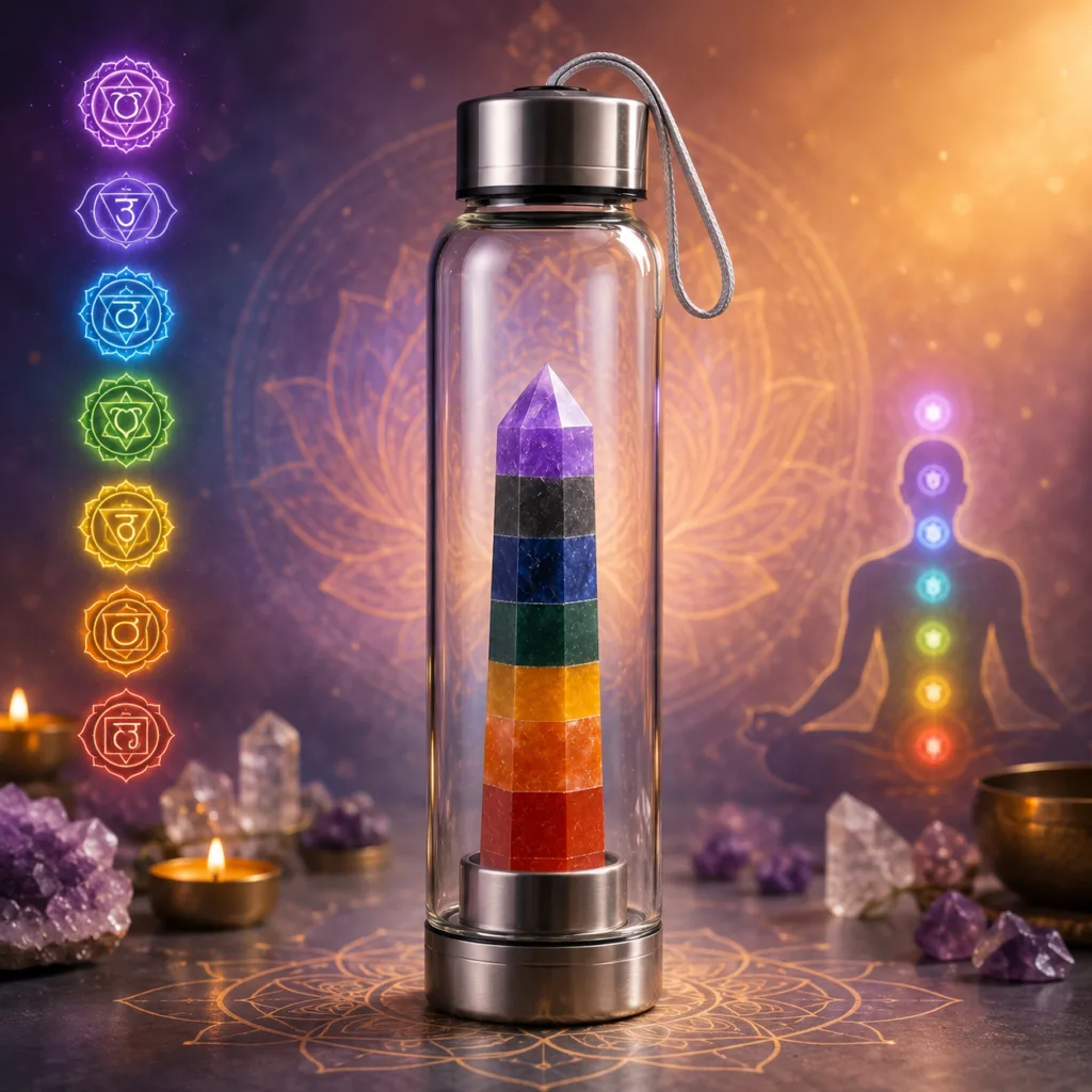 seven chakra crystal bottle