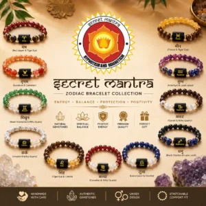 Premium Zodiac Crystal Bracelet – Personalized Healing Gemstone Bracelet for All 12 Zodiac Signs