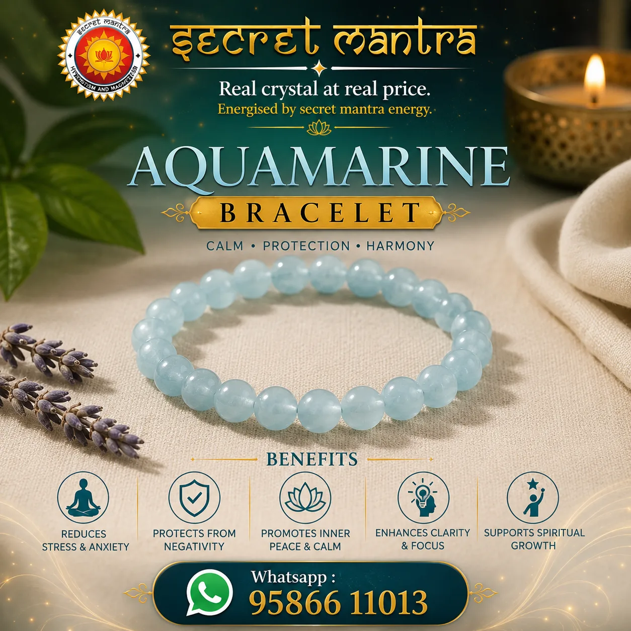 Aquamarine Crystal Bracelet