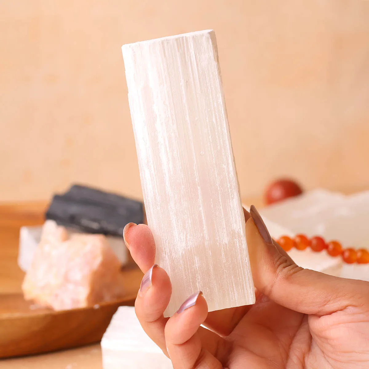 Natural Selenite Crystal Block – Raw Selenite Stone for Energy Cleansing, Crystal Charging, Meditation & Positive Vibes | Secret Mantra - Image 2